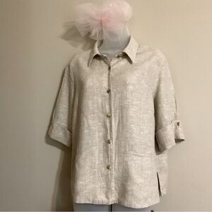 Harve Benard Natural Linen Shirt Size 16